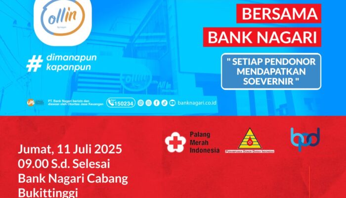 Bank Nagari Gelar Donor Darah Bersama PMI di Bukittinggi, Ajak Masyarakat Peduli Sesama