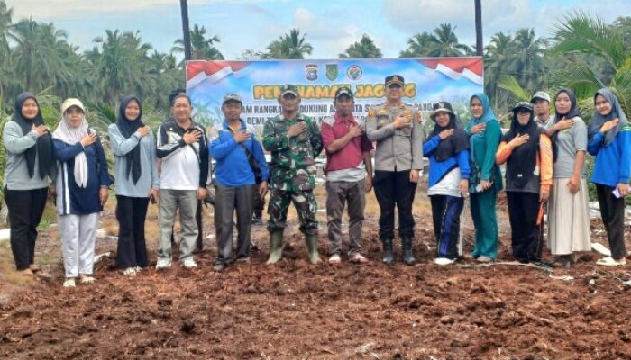 Kapolsek Pelangiran Inhil Tanam Jagung di Baung Rejo Jaya, Dukung Program Ketahanan Pangan Nasional 2025