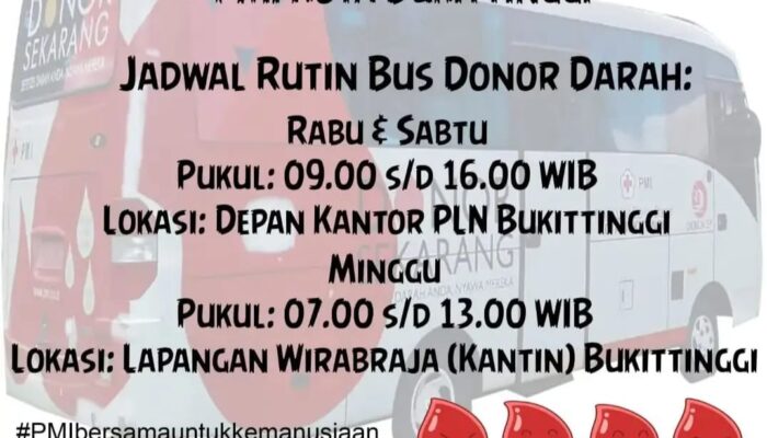 PMI Bukittinggi Gelar Donor Darah Rutin Lewat Bus UDD “Syahrial Leman”