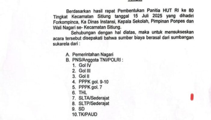Dugaan Skandal Pungli HUT RI ke-80 di Dharmasraya: Anak SD Diminta Rp5.000, ASN Wajib Setor?
