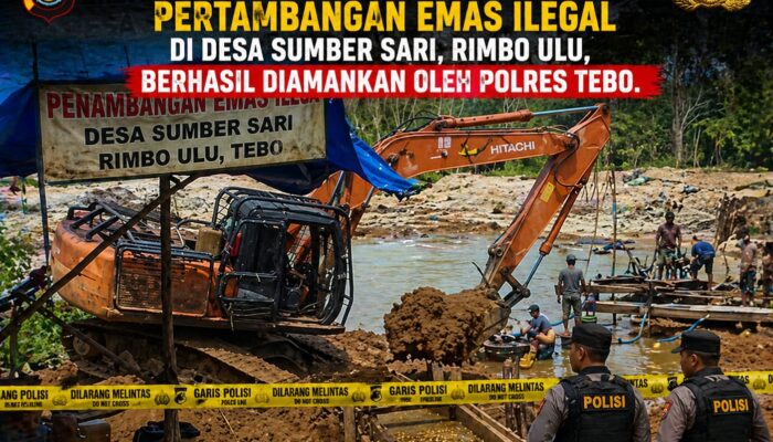 Dua Unit Exapator di Amankan Polres Tebo Terkait Tambang Emas Ilegal di Rimbo Ulu