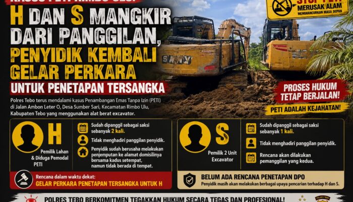 H dan S Bakal Ditetapkan Sebagai Tersangka Kasus PETI Sumber Sari Setelah Gelar Perkara Kedua